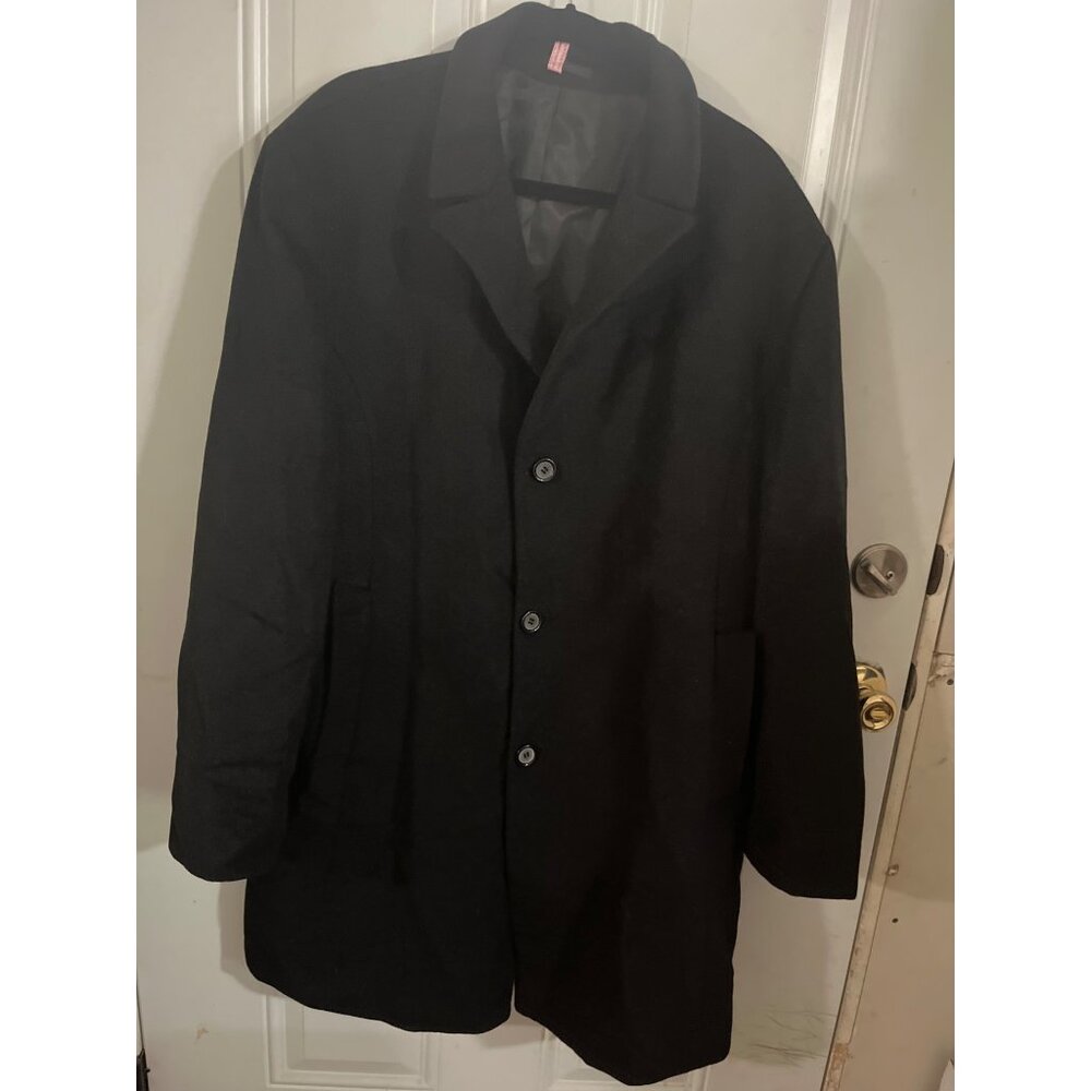 Saddlebred Biltmore black button front collared wool blend coat size 48R